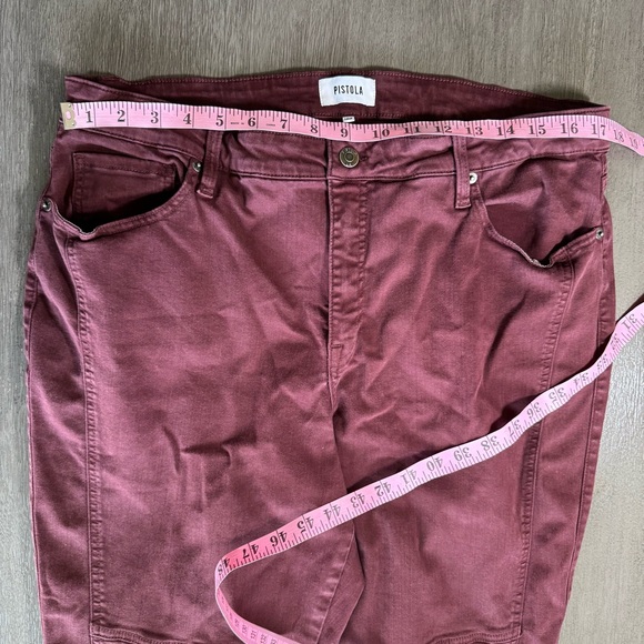 Pistola Skinny Audrey Moto Jeans Maroon Red Burgundy 18 W - Picture 8 of 10